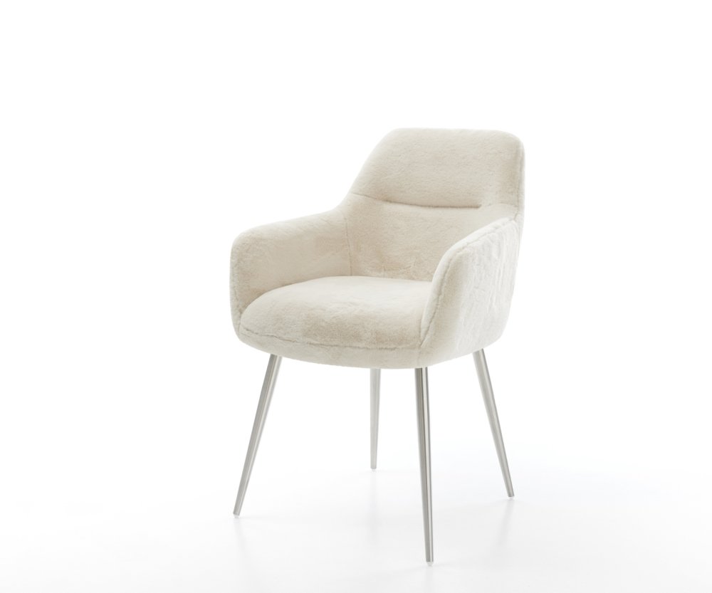 Jedálenská stolička Pejo-Flex plyšový manšester krémovo biela 4-nohá