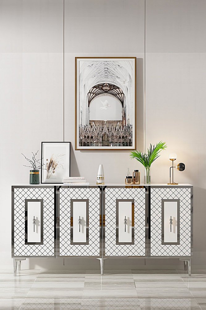 Konzolový stolík Puma 150 - White, Silver