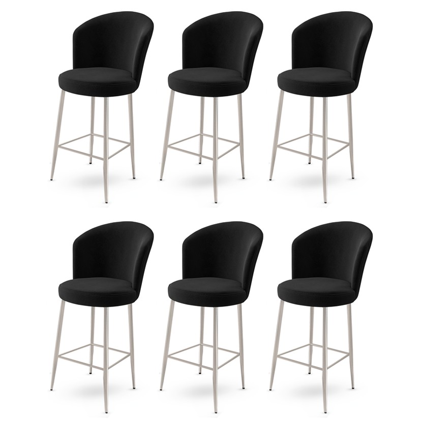 Bar Stool Set (6 Pieces) Alte - Black, Chrome