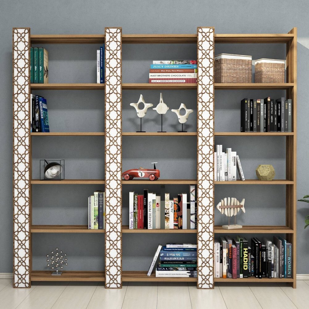 Knihovna City 3 - Walnut, White (obrázek 4)