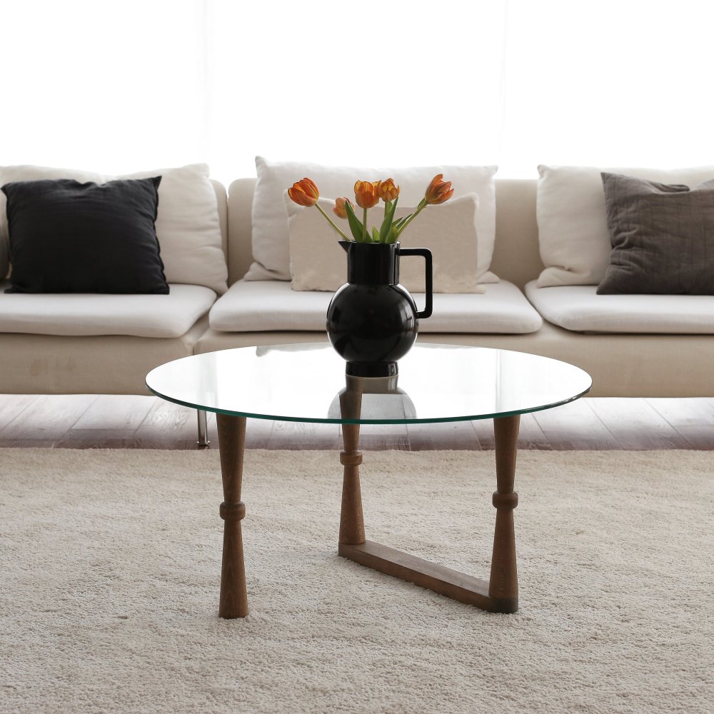 Konferenčný stolík Yuvarlak Cam Orta Sehpa S301