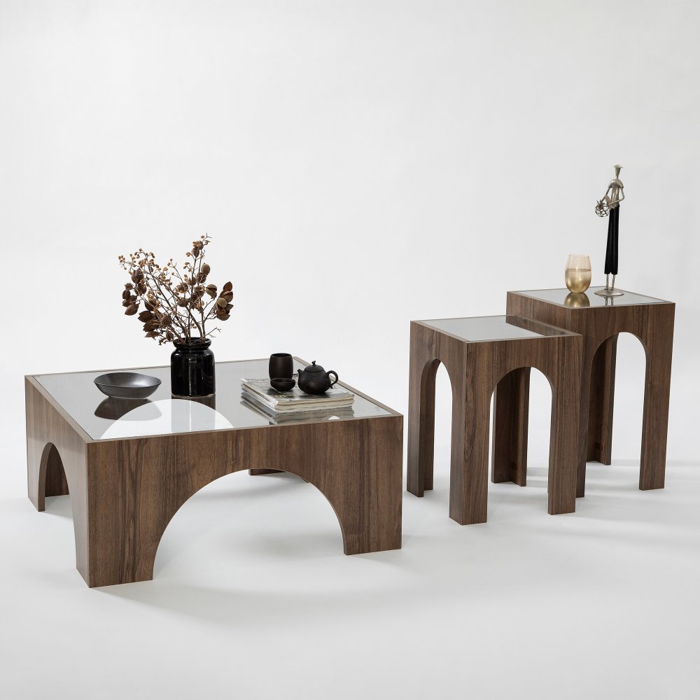 Konferenční stolek Seine - Transparent, Walnut (obrázek 4)