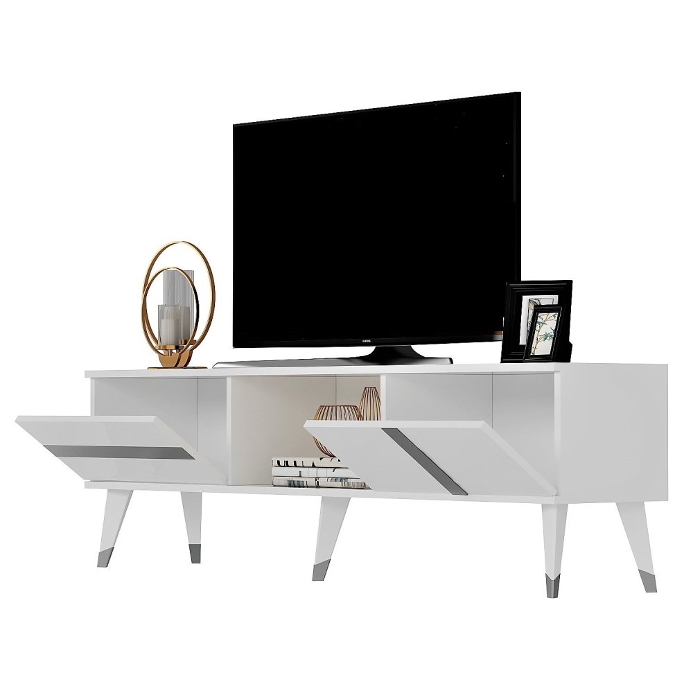 TV stolík Vania - White, Silver