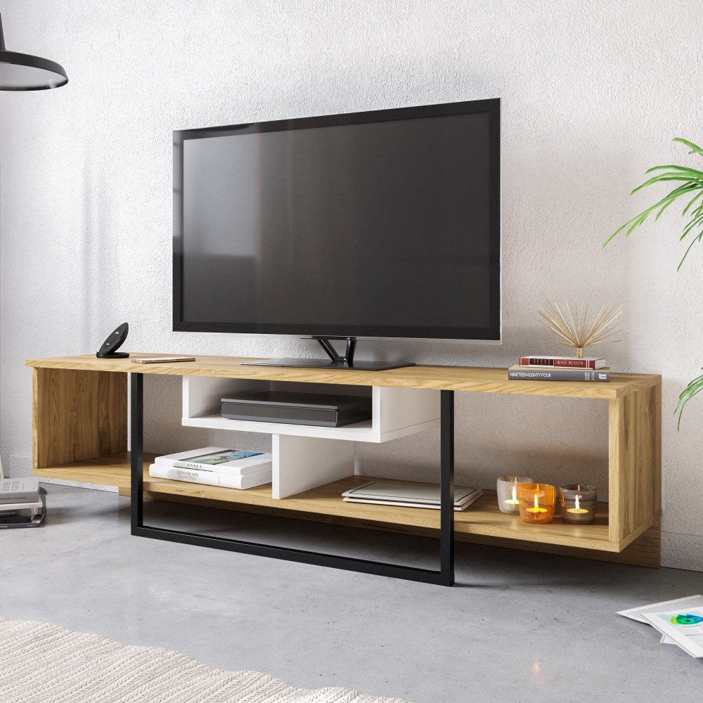 TV stolík Asal (150) - Oak, White, Black