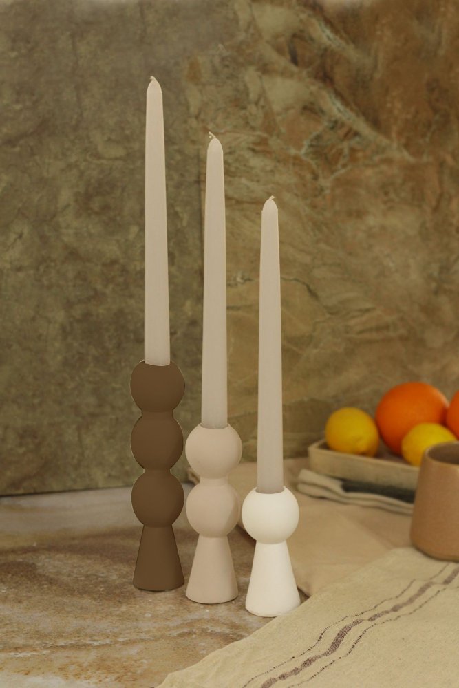 Candlestick Set (6 Pieces) Piyon 3 - Brown