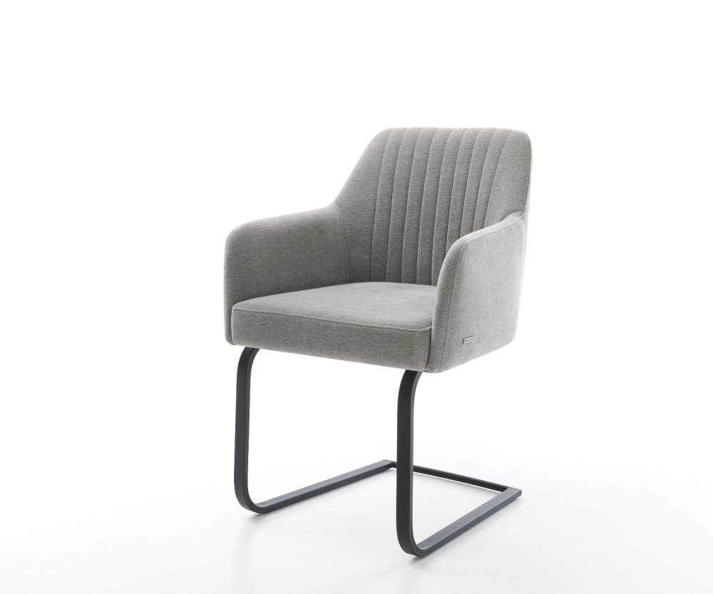 Konzolová jedálenská stolička Greg-Flex štruktúrovaná látka mäkká sivá