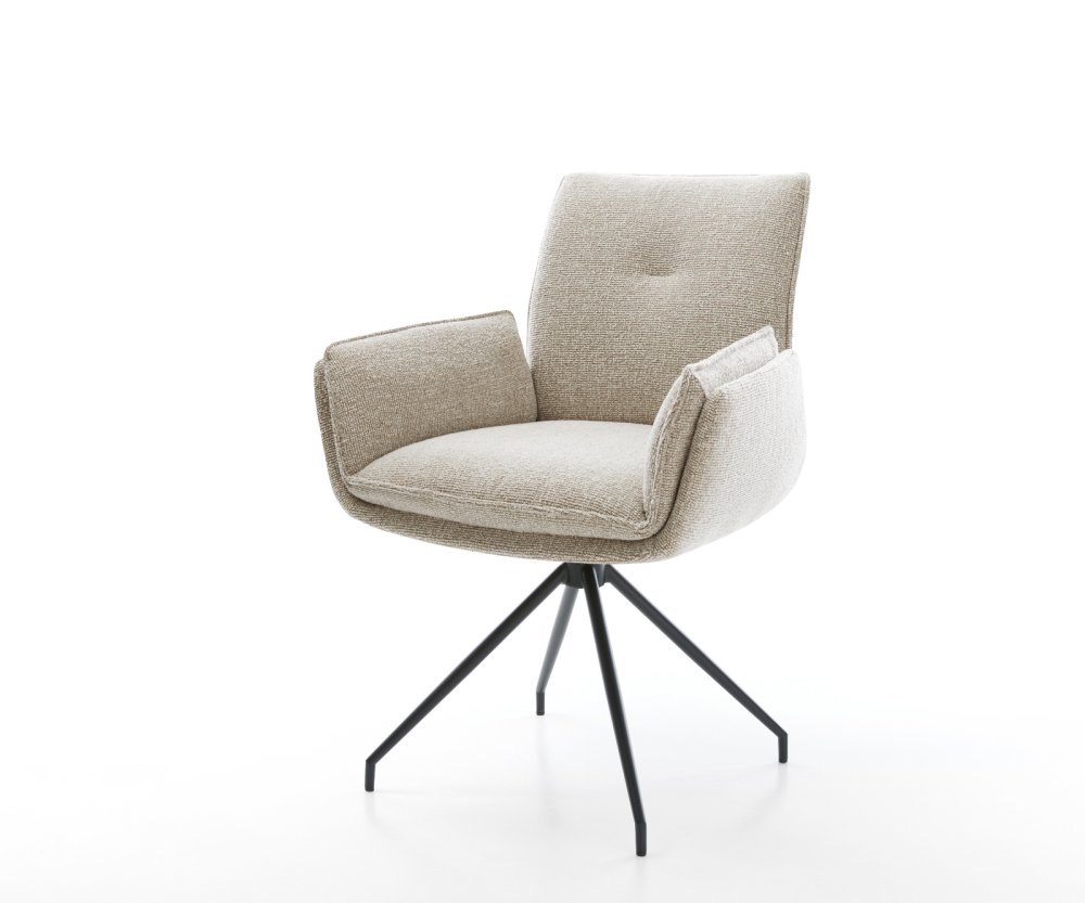 Jedálenská stolička Nela-Flex tkanina mäkký béžová krížová podstava