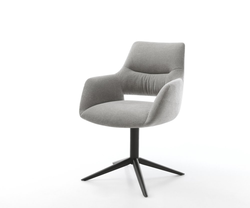 Jedálenská stolička Yago-Flex s opierkami texturovaná látka mäkký sivá