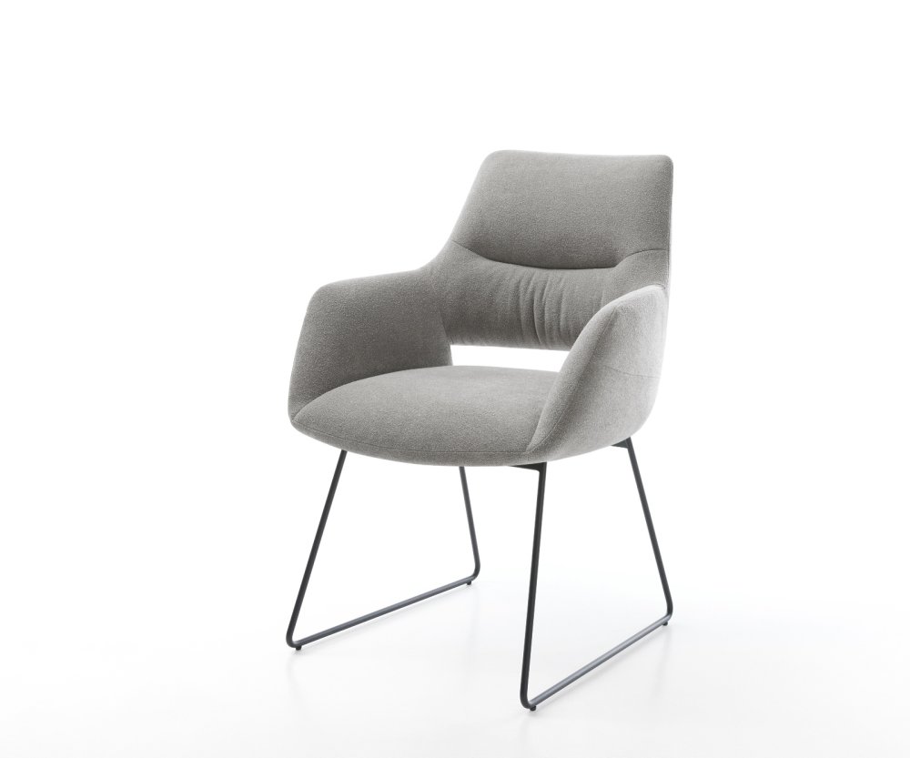 Jedálenská stolička Yago-Flex s opierkami texturovaná látka mäkký sivá