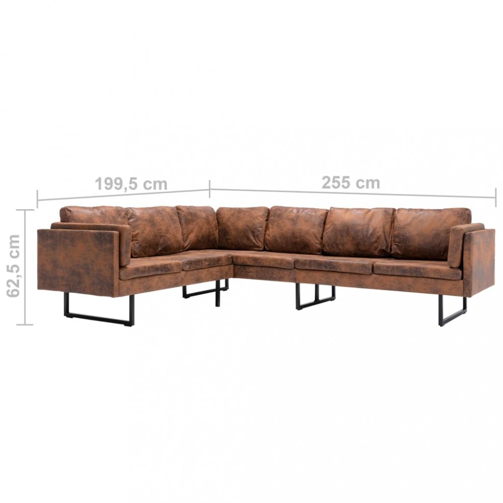 Rohová pohovka umělá kůže Dekorhome Broušená hnědá Obrázek