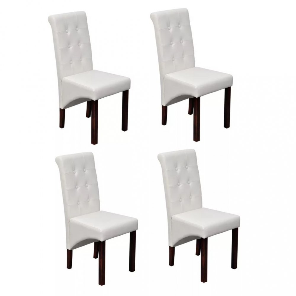 Jídelní židle 4 ks umělá kůže / dřevo Dekorhome Bílá,Jídelní židle 4 ks umělá kůže / dřevo Dekorhome