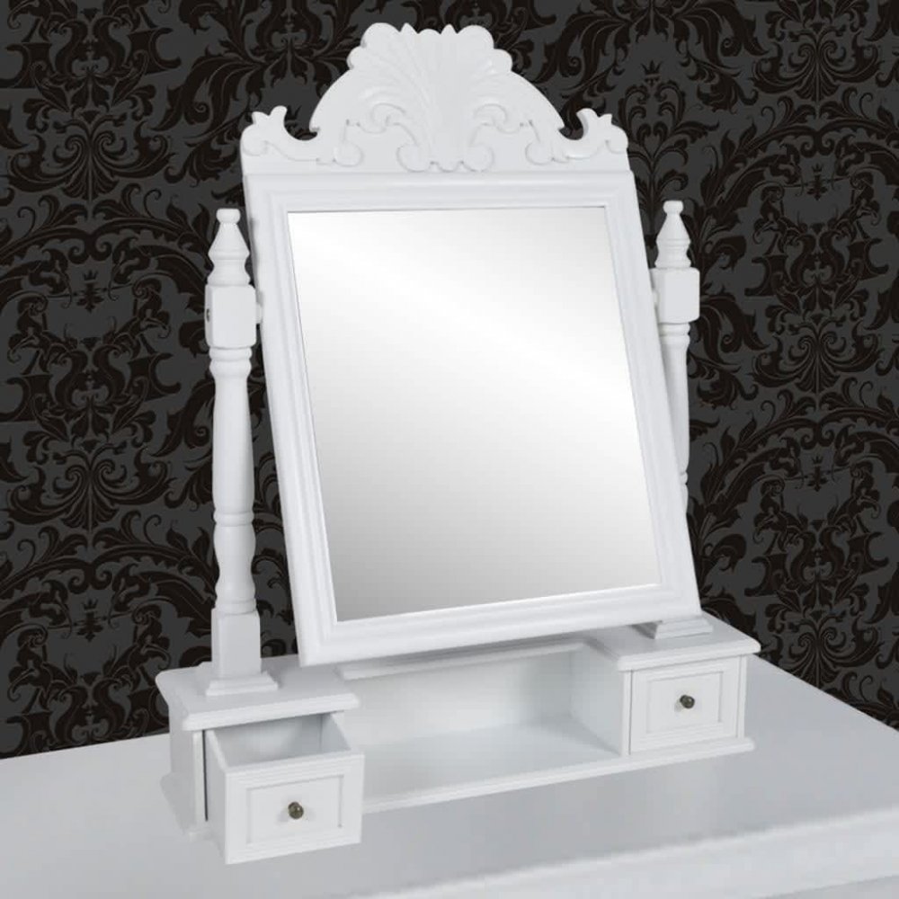 E-shop Toaletný stolík so zrkadlom biela Dekorhome