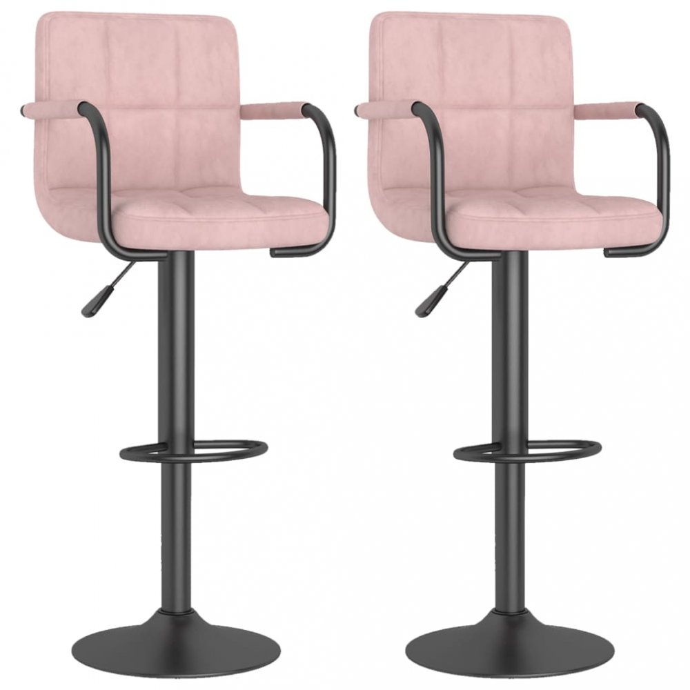 Barová židle 2 ks samet / kov Dekorhome Růžová