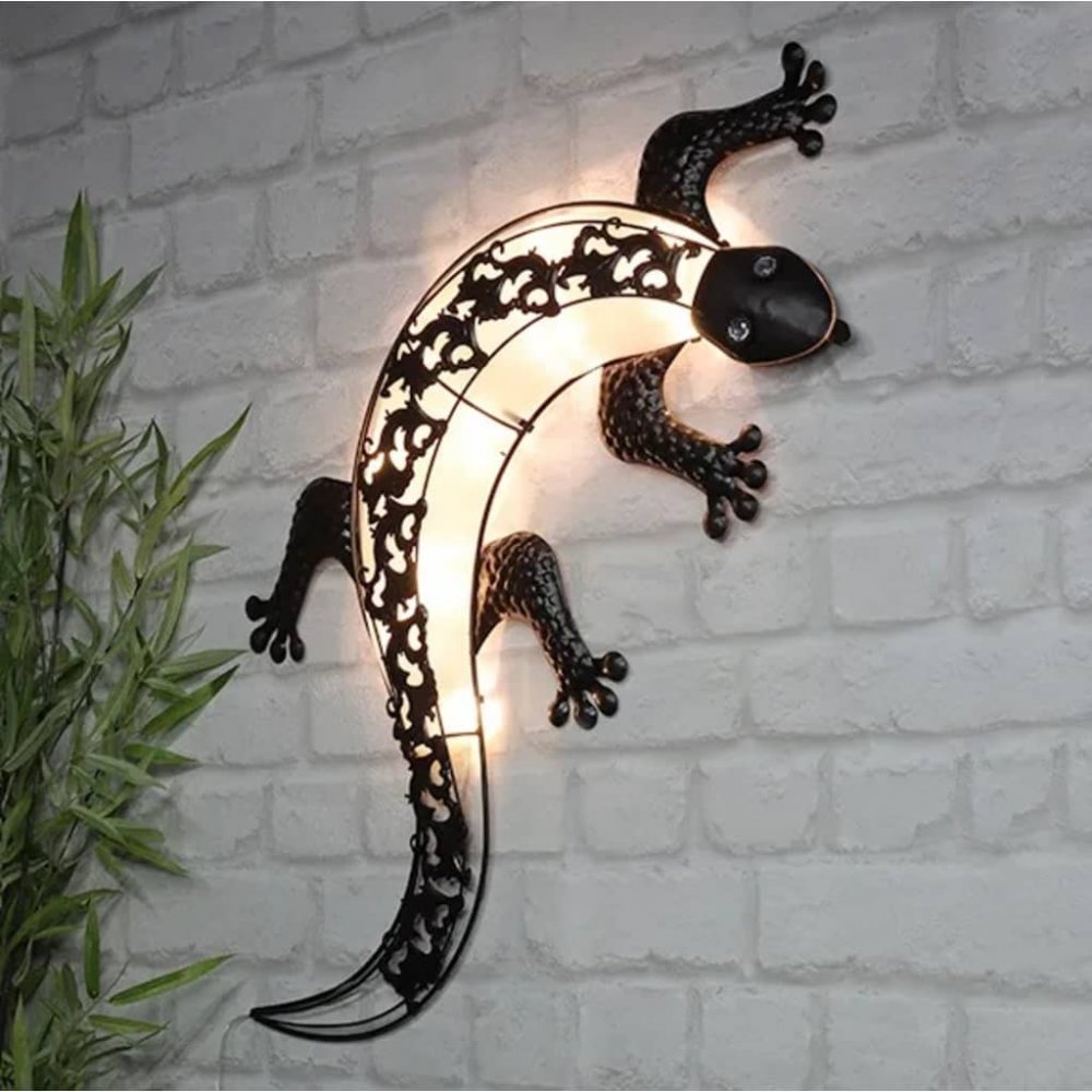E-shop Solárne záhradné nástenné LED svietidlo gekón Dekorhome