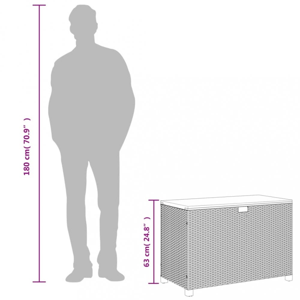 Zahradní úložný box béžový 110 x 55 x 63 cm polyratan akácie