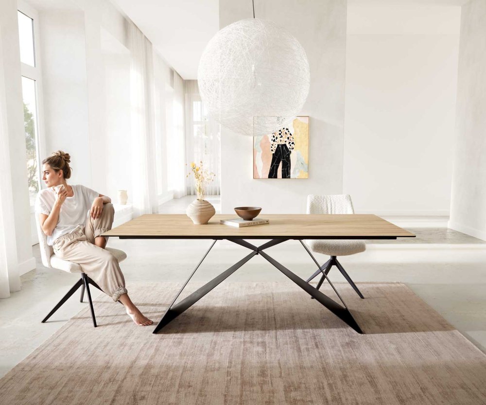 Jedálenský stôl Edge 200x100 keramika stôl Laminam® Sabbia podstava