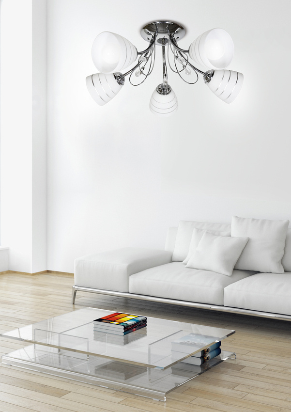 Chrómová stropná lampa s kryštálmi 5x40W Simpli