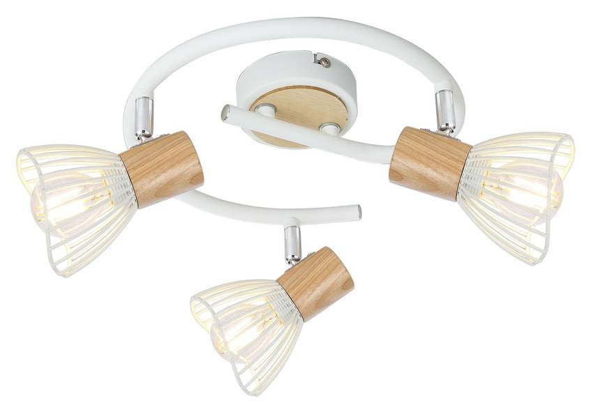 Špirálová stropná lampa 3X25W E14 biele drevo CHILE