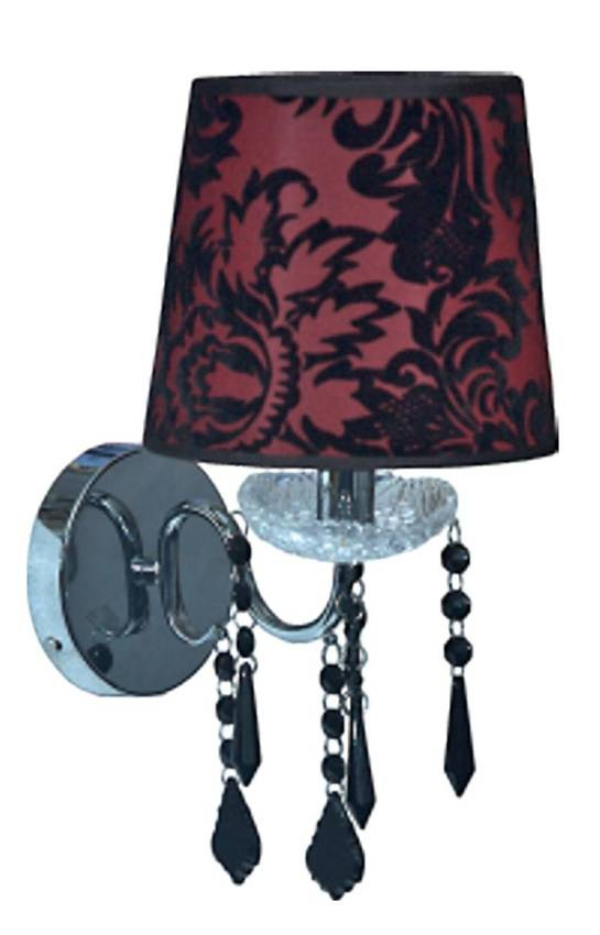Chrómová nástenná lampa, zamatové tienidlo, 1x40W E14 Astor