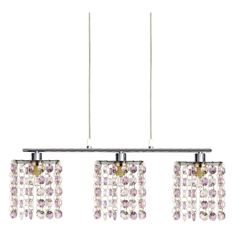Závěsná lampa chrom/fialové krystaly 3xG9 Classic