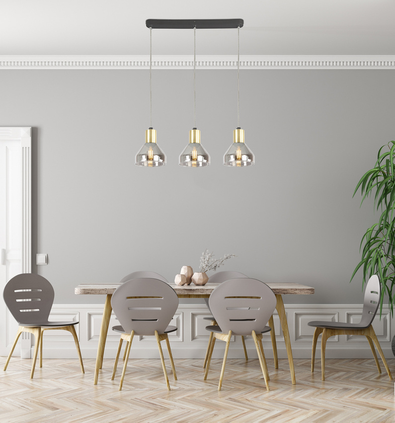 Závesná lampa zlatá sklenená 3xE14 70cm GREGORY