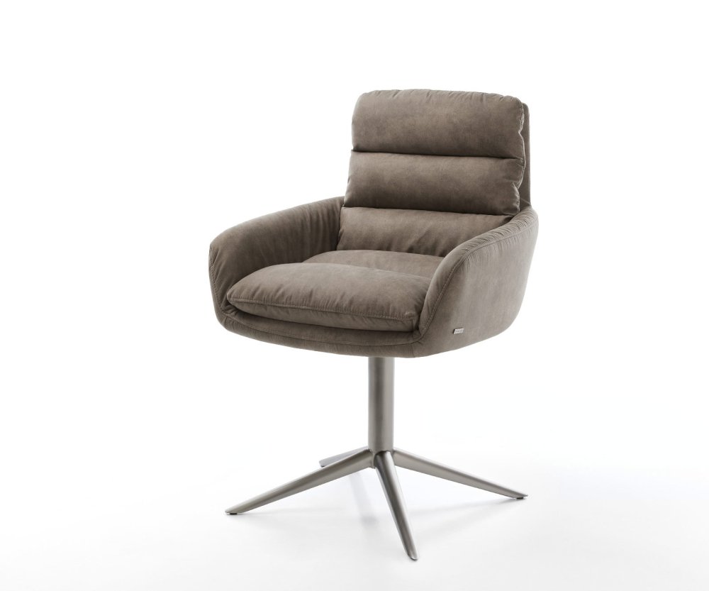 Otočné kreslo Abelia-Flex s podrúčkami z mikrovlákna taupe vintage