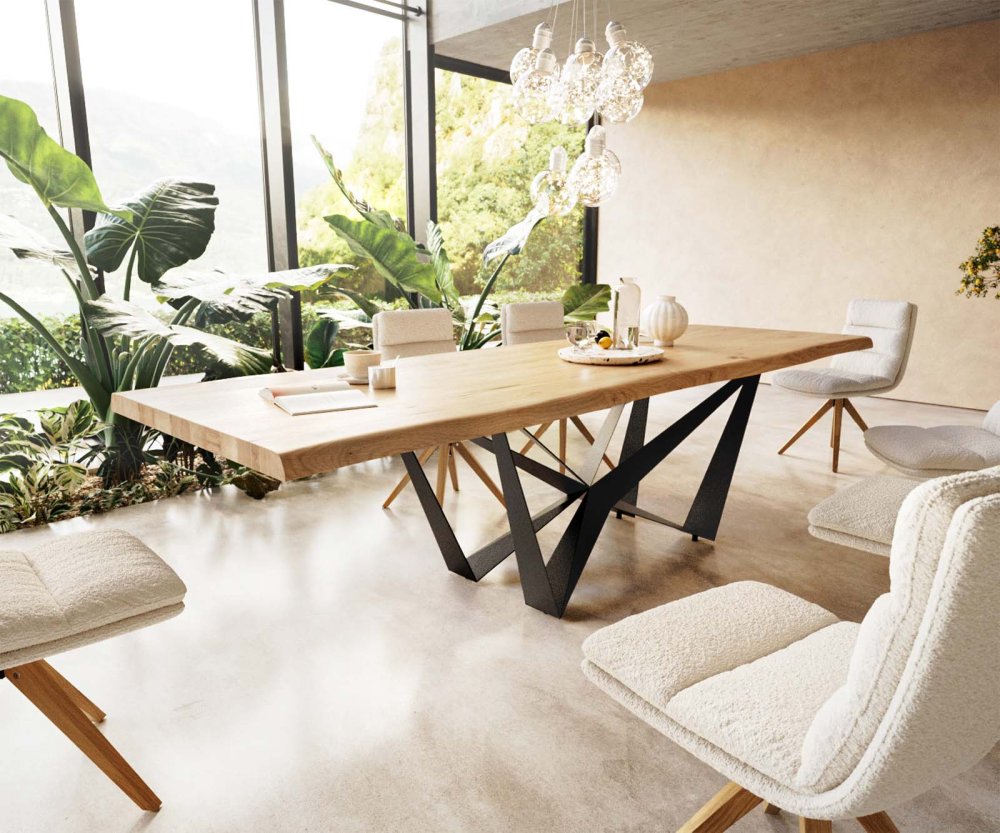 Jídelní stůl Edge 300x100 dub přírodní Spider plochá ocel černá