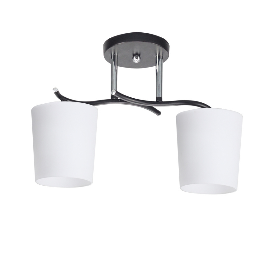 Stropná lampa Esnyr chróm+čierna 2x40 E27 biele tienidlo