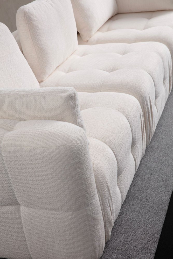 Rohová sedací souprava Amaris 3 Seater With Pouffe - White (obrázek 15)