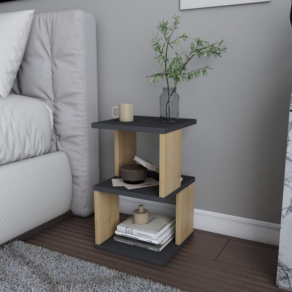 Nočný stolík Carter - Anthracite, Oak