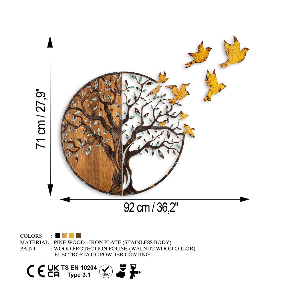 Dekorativní dřevěný doplněk na zeď Tree And Birds - 322-A (obrázek 3)