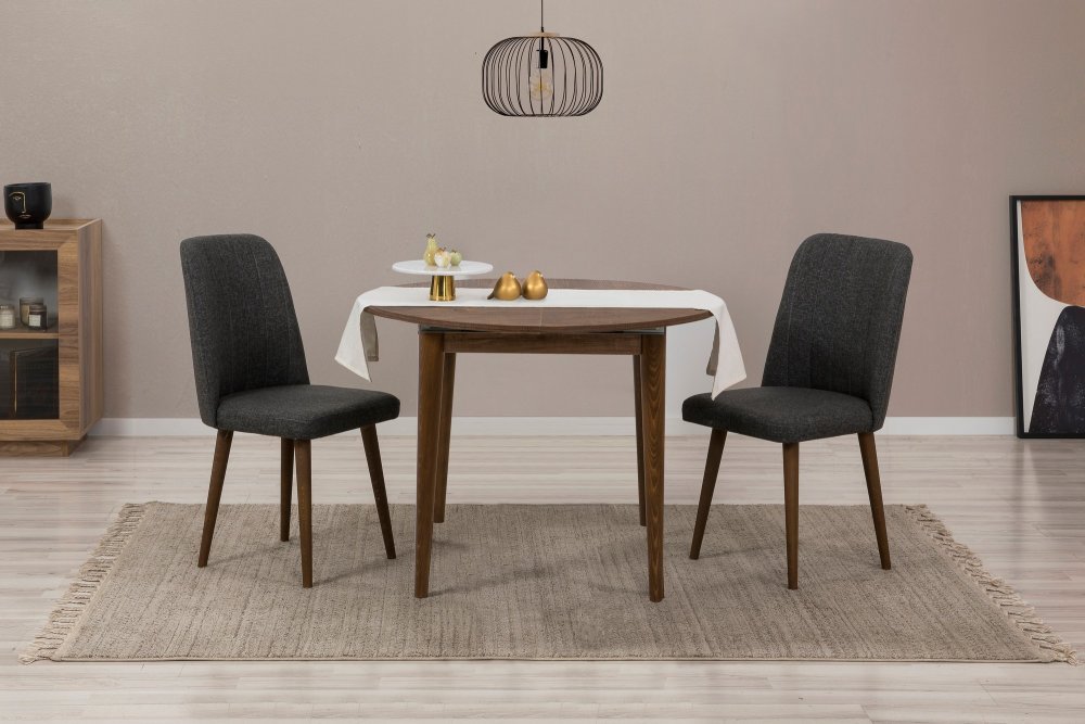 Jedálenský set s rozkladacím stolom a stoličkami (3 kusy) Vina 1053 - Walnut, Anthracite