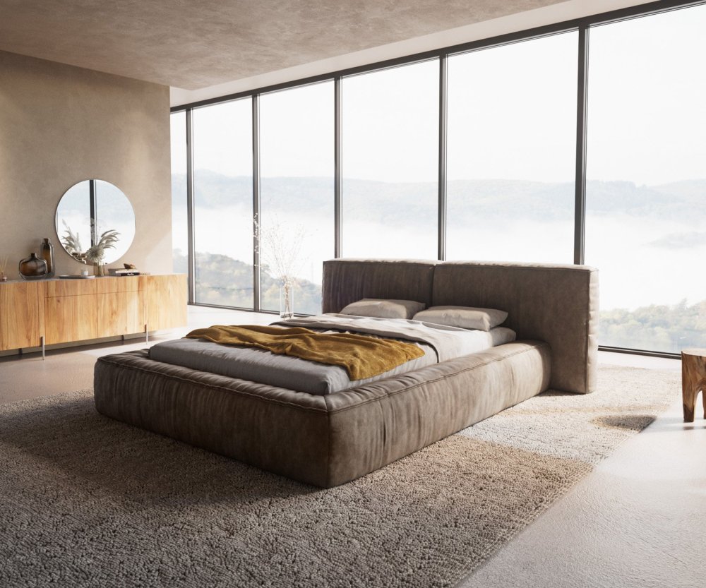 Čalúnená posteľ Coperti 140x200 cm mikrovlákno taupe vintage