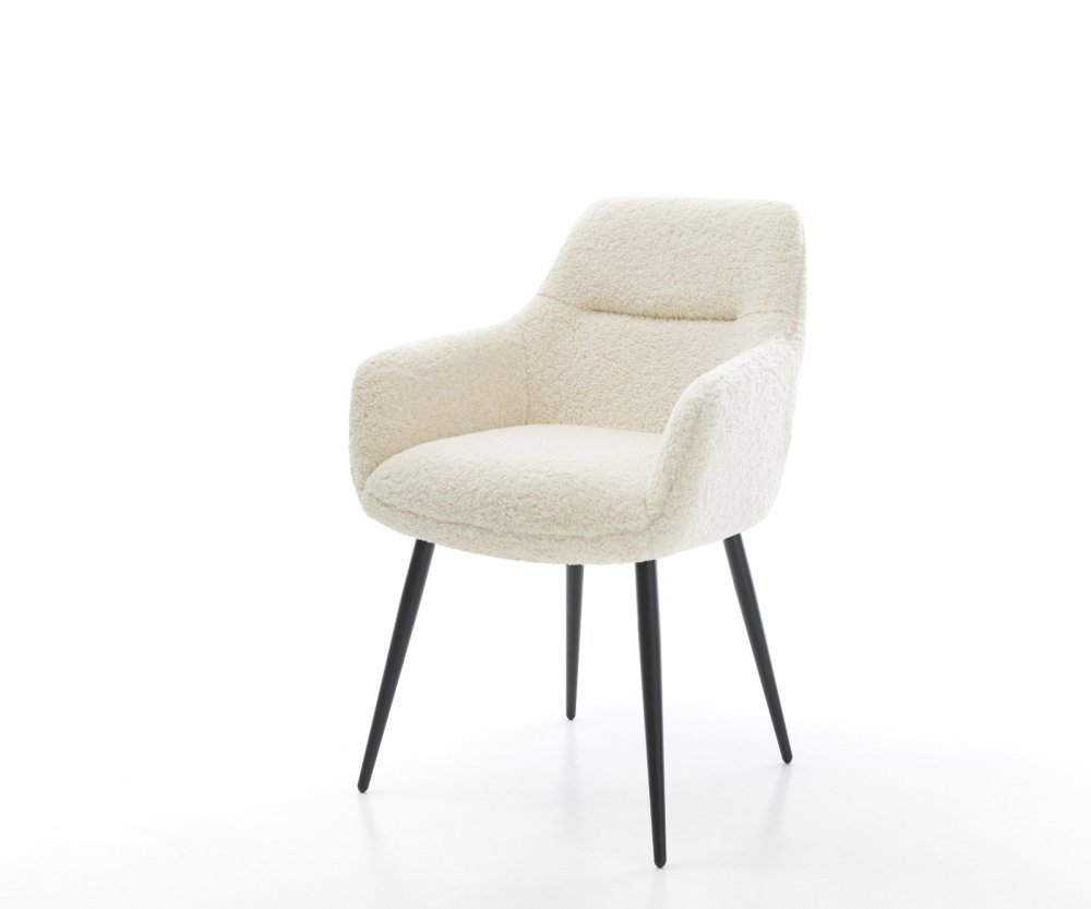 Jedálenská stolička Pejo-Flex teddy látka béžová 4-nohá zúžená čierna