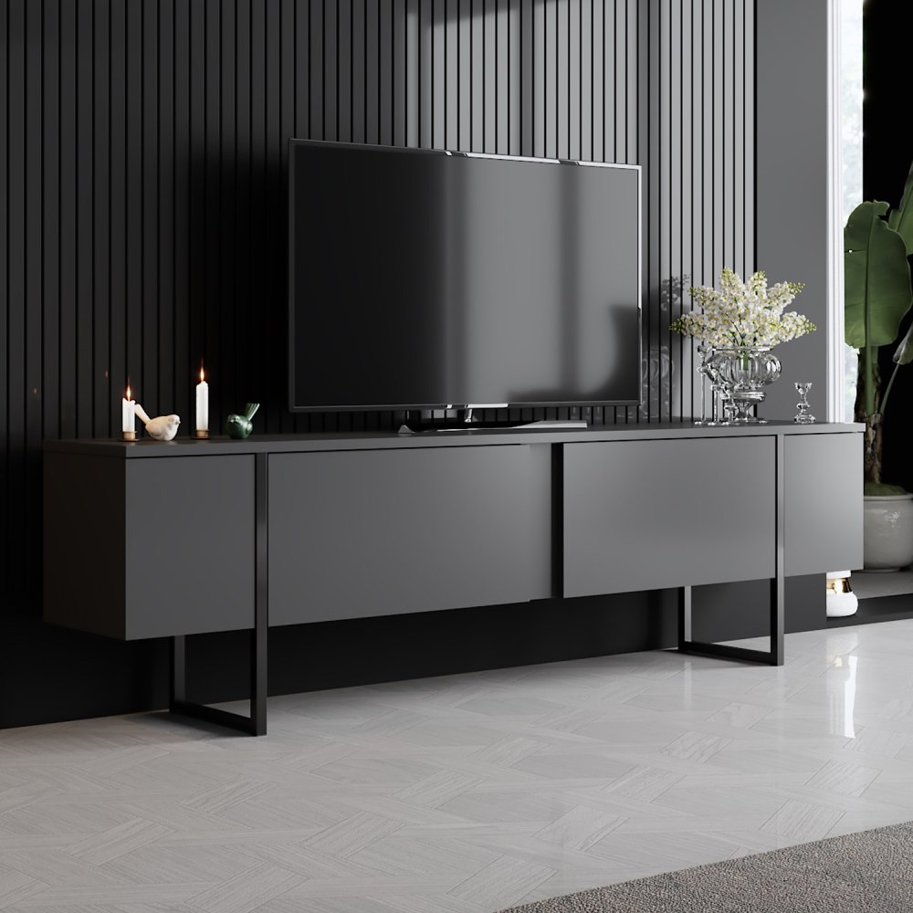 TV stolík Luxe - Anthracite, Black