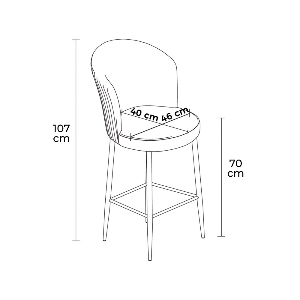 Bar Stool Set (2 Pieces) Fora - Anthracite, White (obrázek 3)