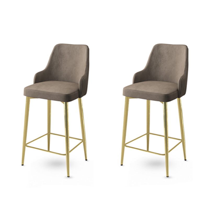 Bar Stool Set (2 Pieces) Enox - Cappuccino, Gold