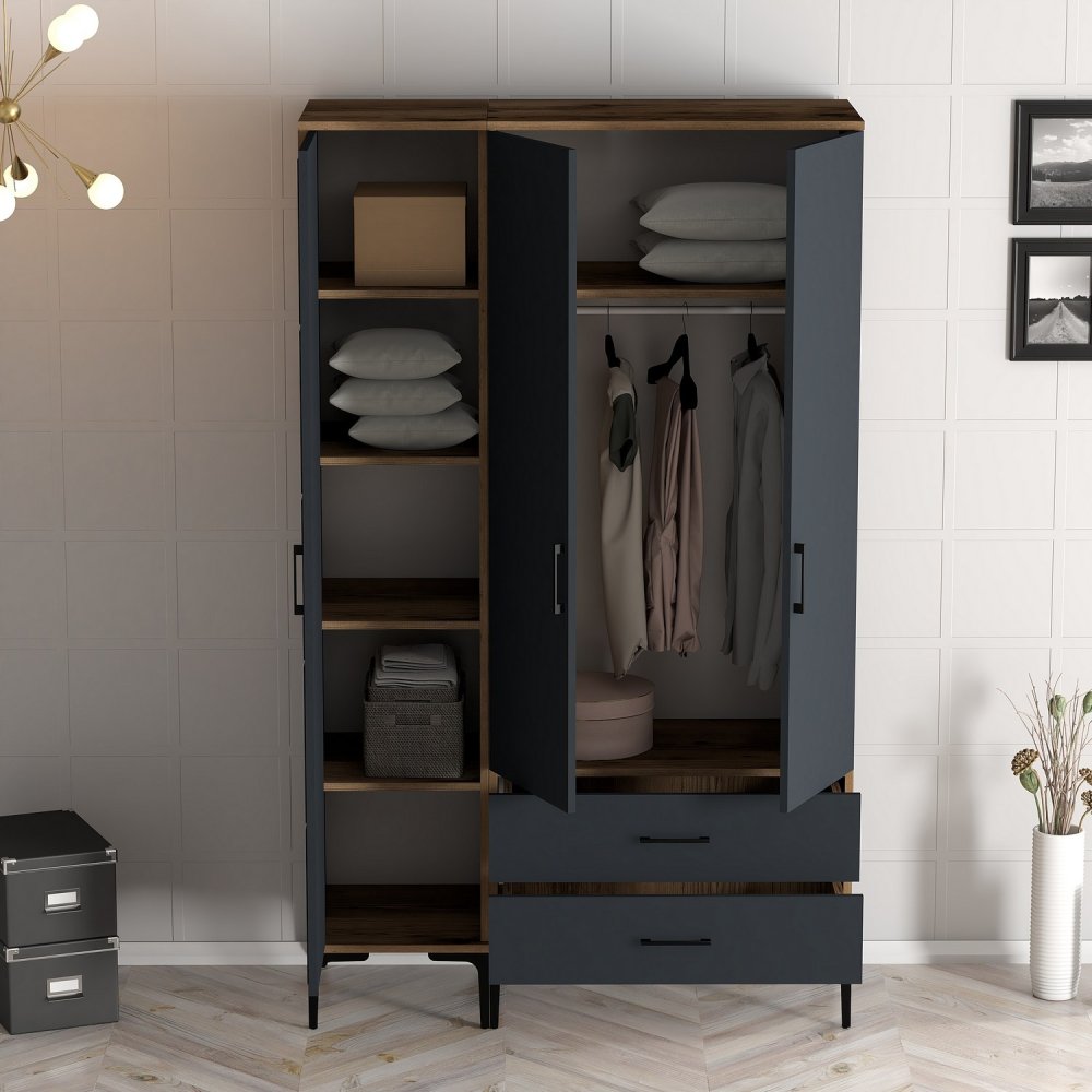 Šatní skříň Kumsal PT - Walnut, Anthracite (obrázek 6)