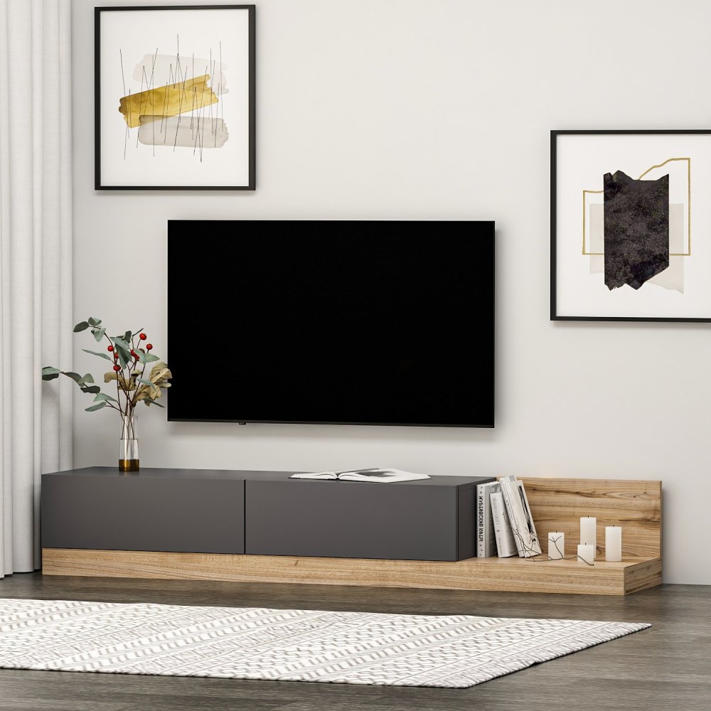 TV stolek Majör - Anthracite, Walnut (obrázek 6)