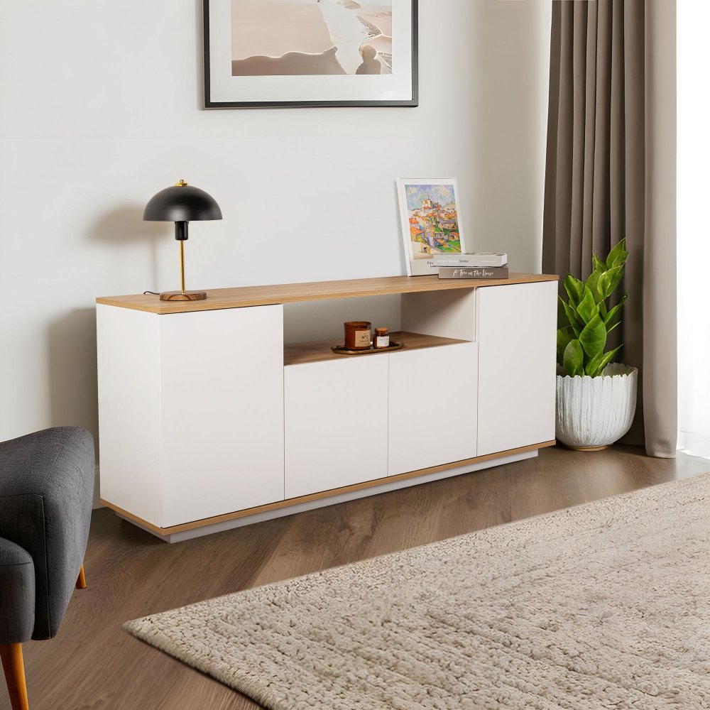 Konzolový stolík Arista - White, Cadiz Oak