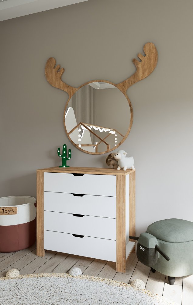 Komoda Nisan 1600-026 - White, Walnut