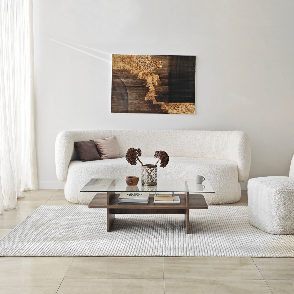 Konferenční stolek Saga Rectangle - Walnut, Transparent (obrázek 11)