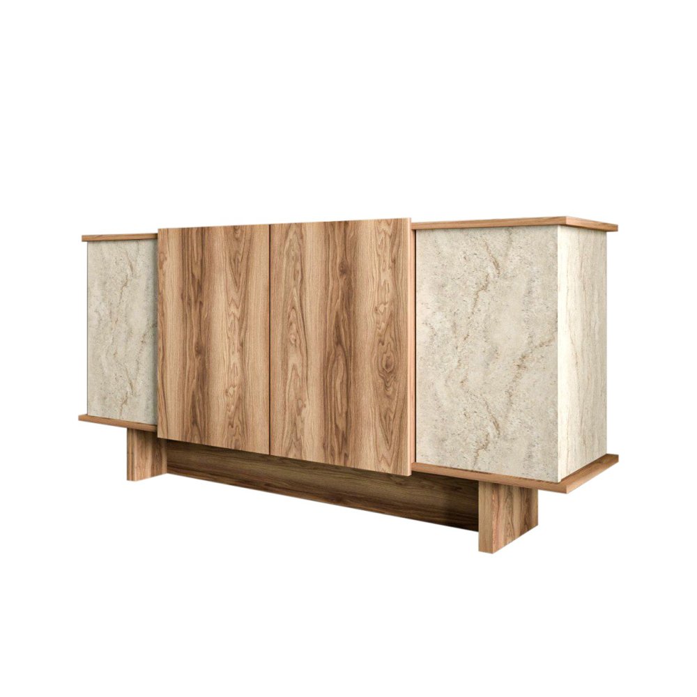 Konzolový stolek Diana - Travertine, Walnut (obrázek 4)