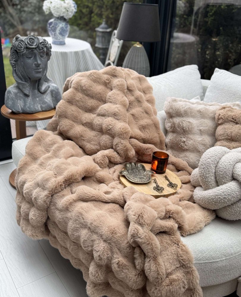 Sofa Shawl Bubble 200x75 - Brown