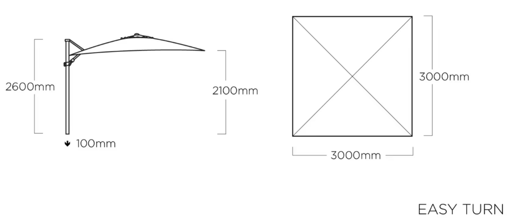 Naklápací slnečník EASY TURN 300x300 Kettler