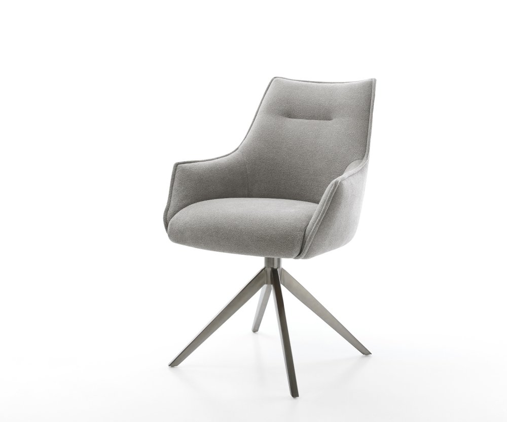 Jedálenská stolička Alja-Flex s opierkami texturovaná látka mäkký sivá