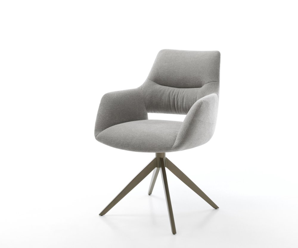 Jedálenská stolička Yago-Flex s opierkami texturovaná látka mäkká sivá