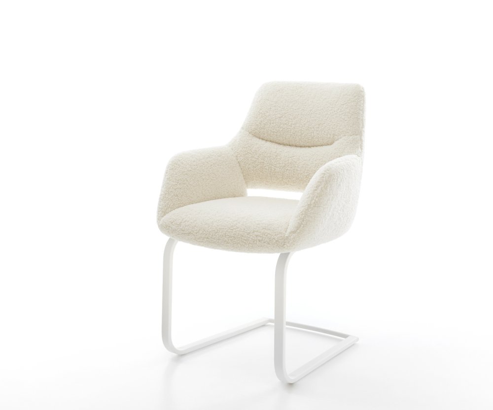 Konzolová jedálenská stolička Yago-Flex s opierkami teddy látka béžová