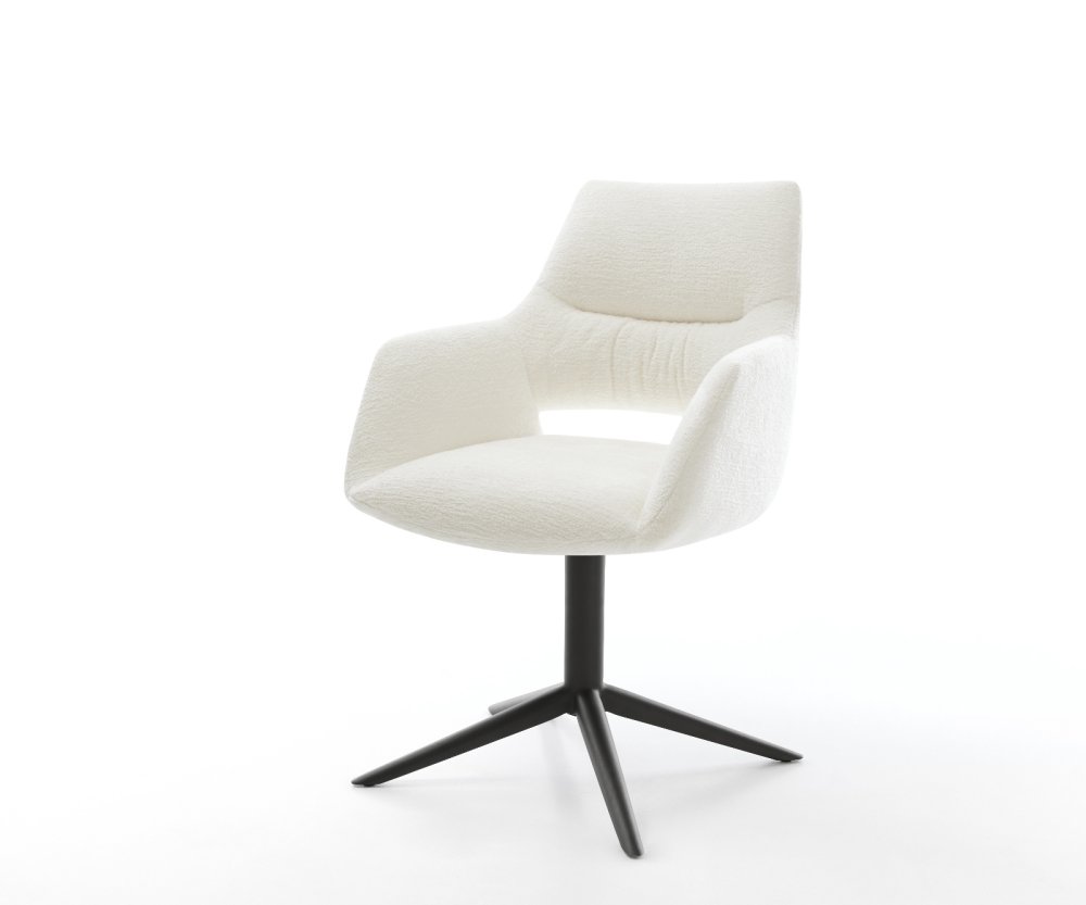 Jedálenská stolička Yago-Flex s opierkami bouclé mäkký béžová podstava