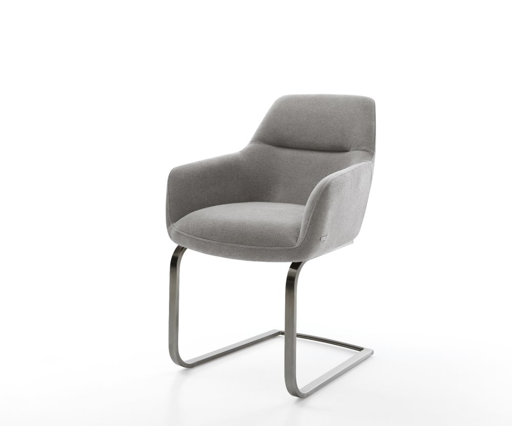 Konzolová jedálenská stolička Pejo-Flex štruktúrovaná látka mäkká sivá